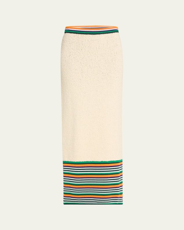 Stripe Boucle Knit Pencil Skirt